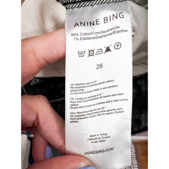Anine Bing Kara Slim High Rise Jeans Size 26 NWT Grey - Picture 9 of 9